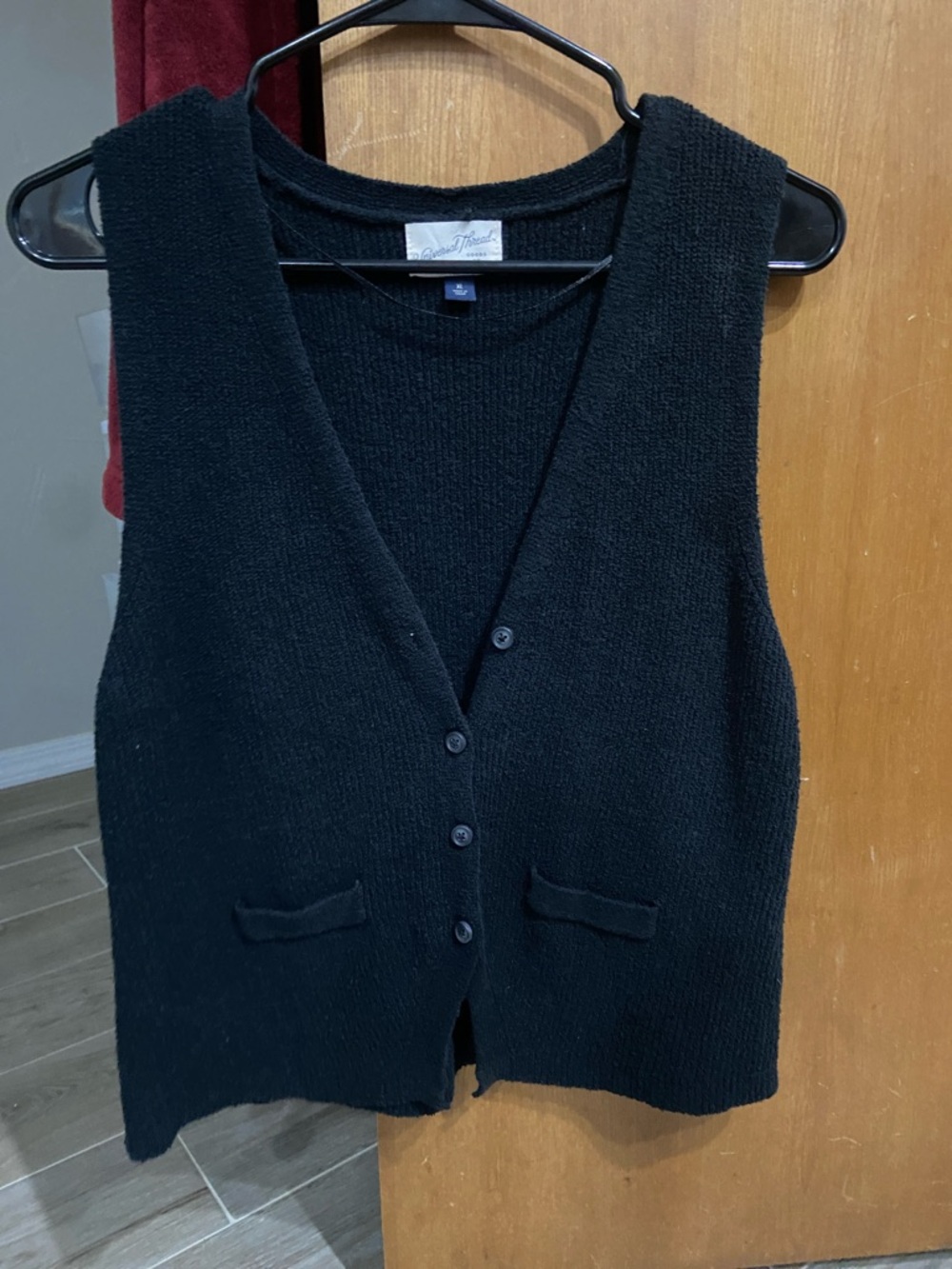 Black Knit Button-Up Vest